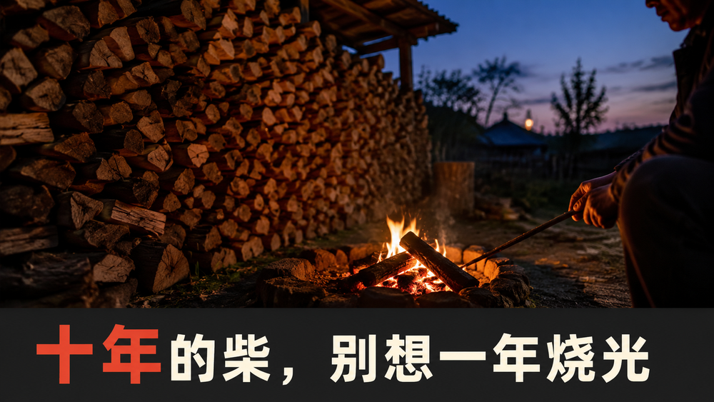 十年的柴，别想一年烧光