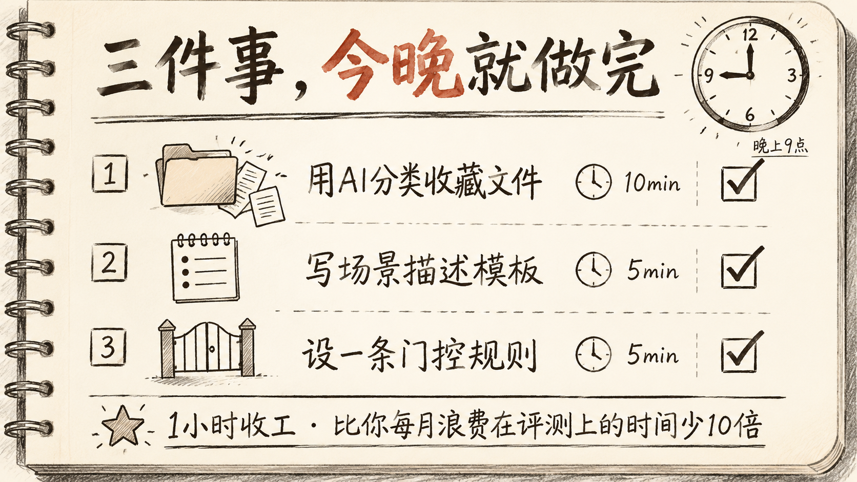 三件事，今晚就做完