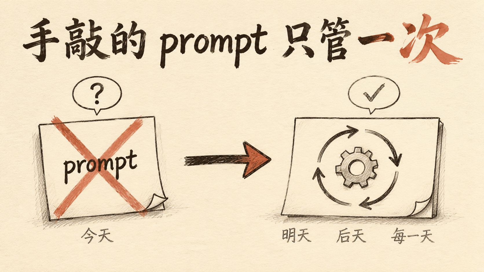 手敲的 prompt 只管一次