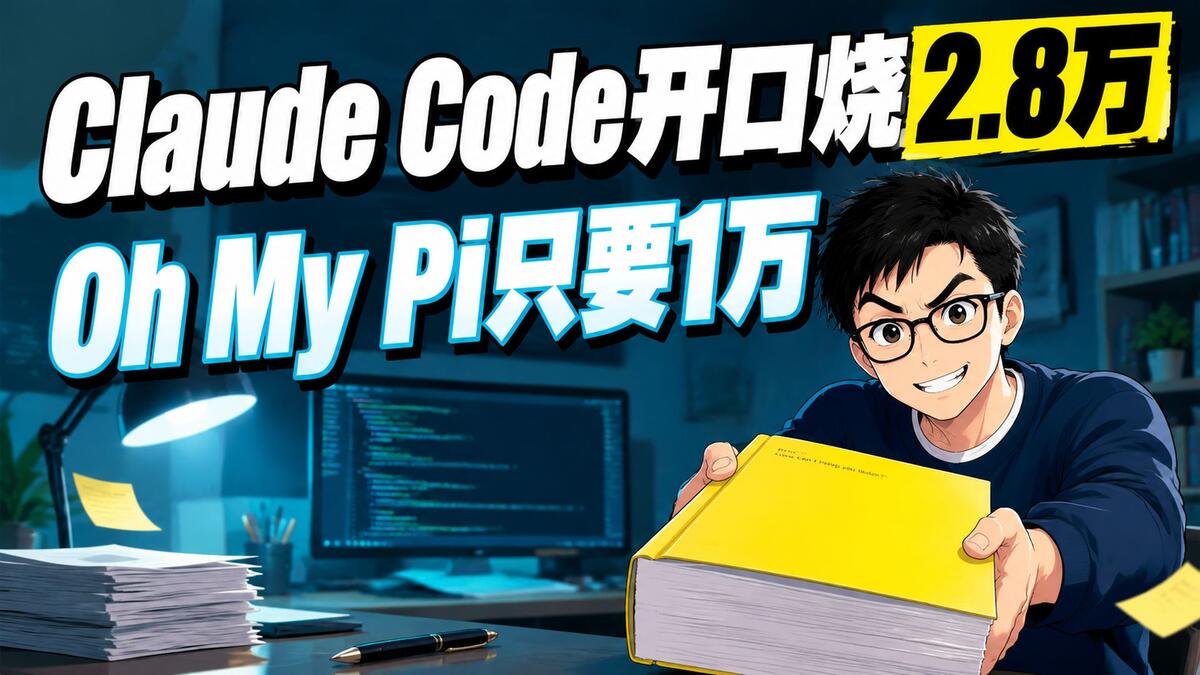 问Claude Code 1+1它先烧2.8万，Oh My Pi只要1万