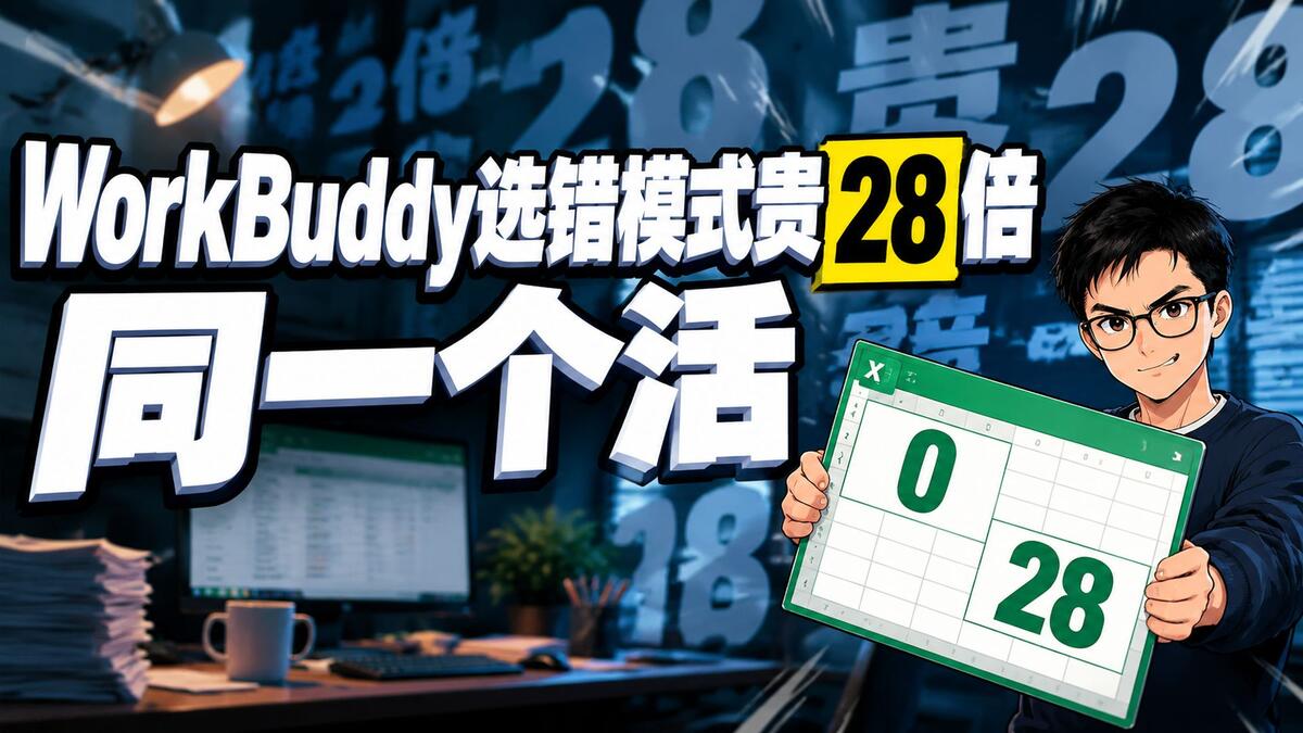 WorkBuddy 别急着买套餐，选错模式同一个活贵 28 倍
